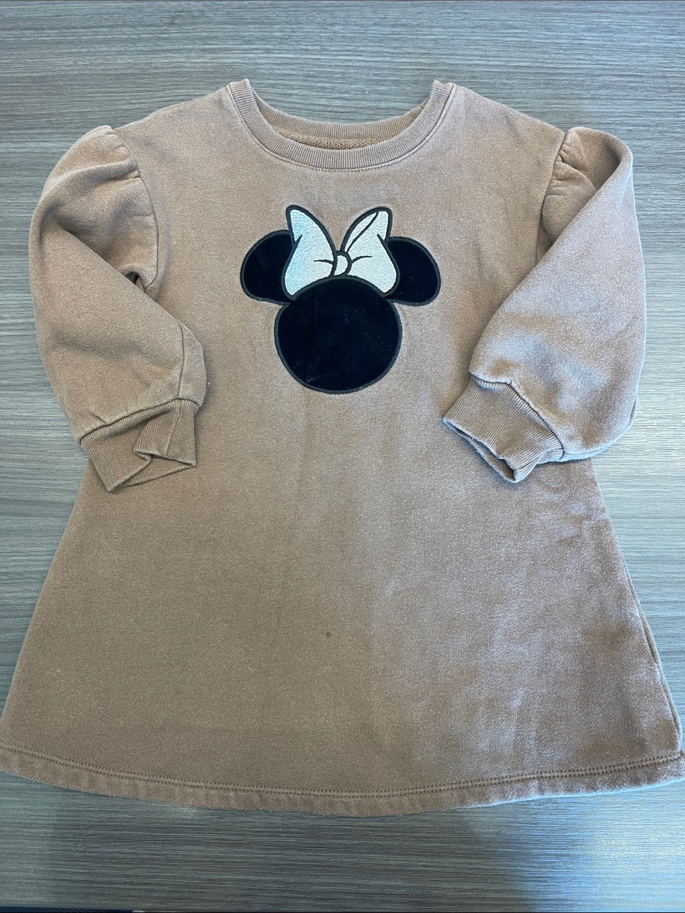 GAP Girls Taupe Long-Sleeve Dress with Minnie Mouse Patch